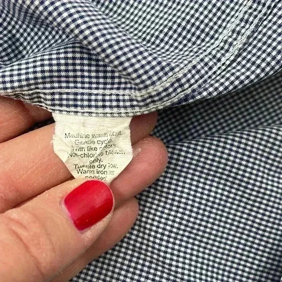 J. Crew Men's large 100% Cotton Button Down Shirt Blue White mini check - Picture 7 of 7